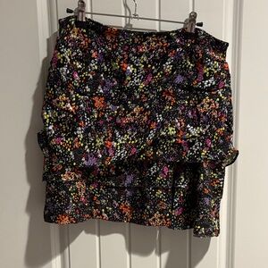 10 Crosby Derek Lam Asymmetrical Skirt - Black Multicolor Floral